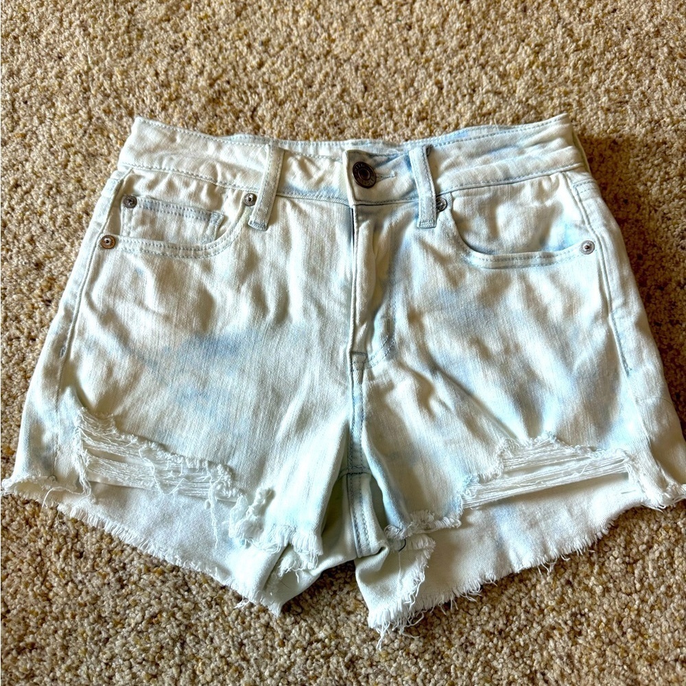 American Eagle Hi Rise Shortie Denim Jean Shorts. Next level stretch. Size 4.